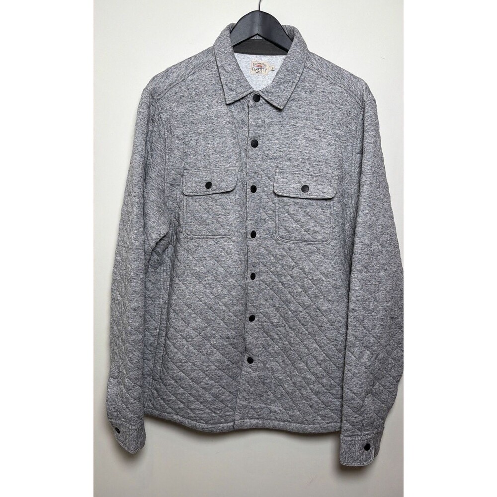 Faherty Epic Quilted Fleece CPO Shirt Jacket Men’s L Mountain Grey Heather EUC